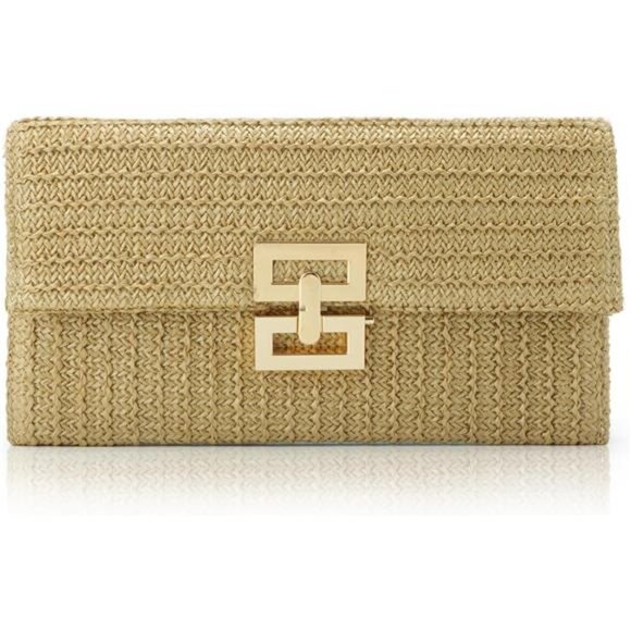 Lanpet Straw Clutch Purses for Women Summer Beach Bags Envelope Woven Clutch - Picture 1 of 7